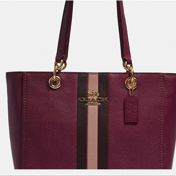 Coach Burgundy and Pink Leather Bag - Picture 4 of 11